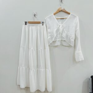 White Basic Skirt with Tie Up Top