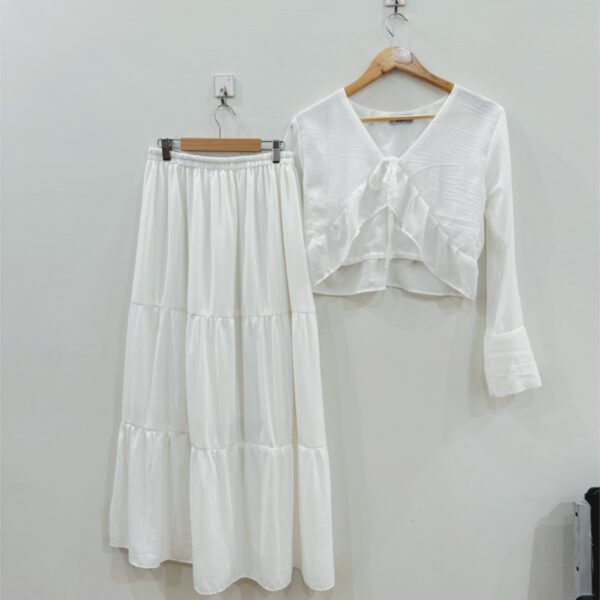 White Basic Skirt with Tie Up Top