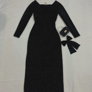 Full Sleeves Black Moonlight Bodycon Dress
