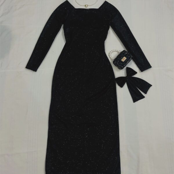 Full Sleeves Black Moonlight Bodycon Dress