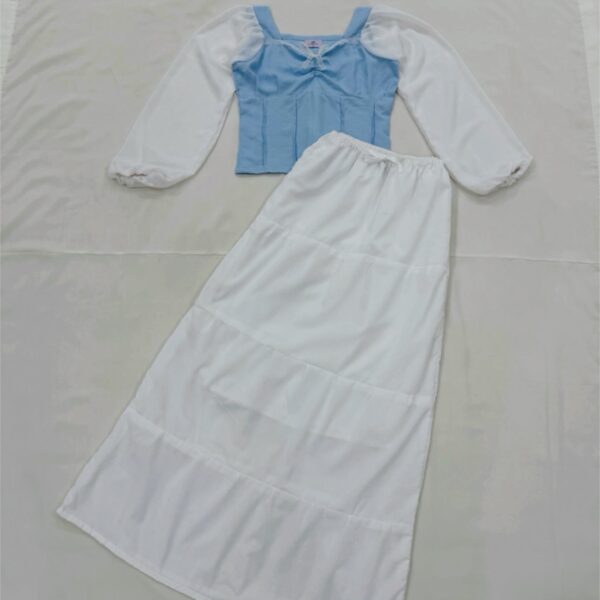 Blue Vintage Top with Maxi Skirt