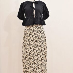 Black peplum top x leopard skirt