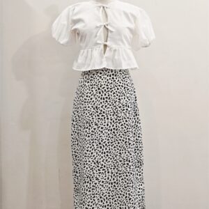 Peplum top x cow print skirt