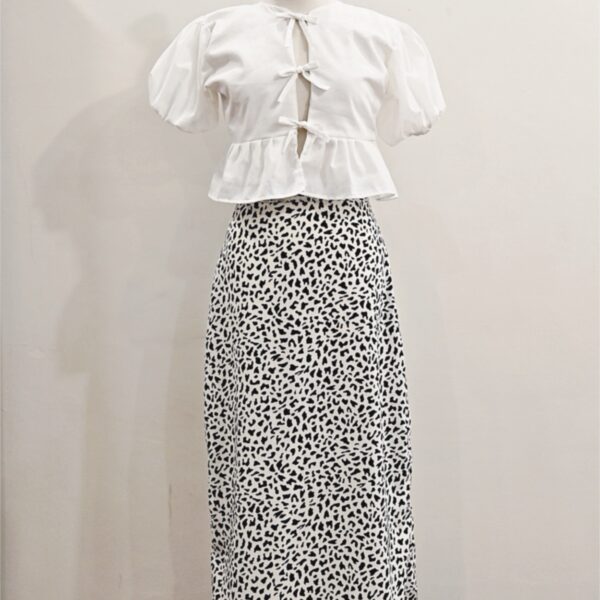 Peplum top x cow print skirt