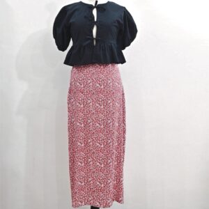Tea pink printed skirt x peplum top