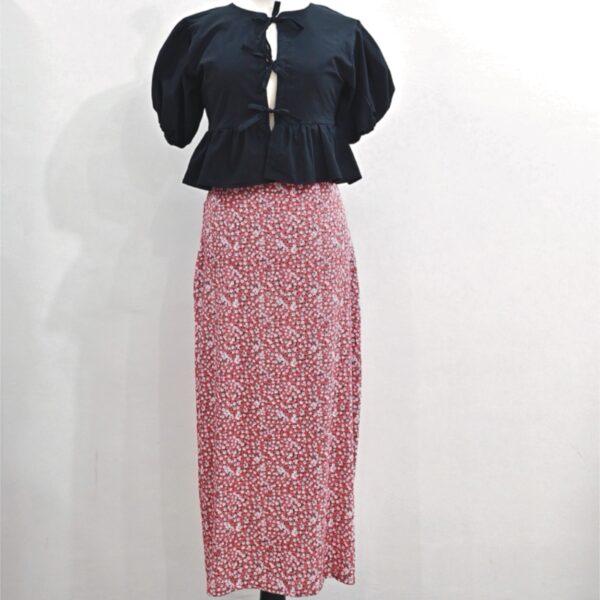 Tea pink printed skirt x peplum top