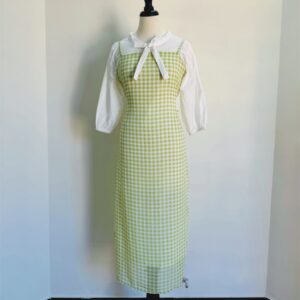Checkered Green Korean Dress