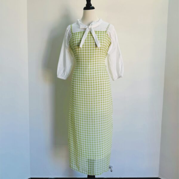 Checkered Green Korean Dress